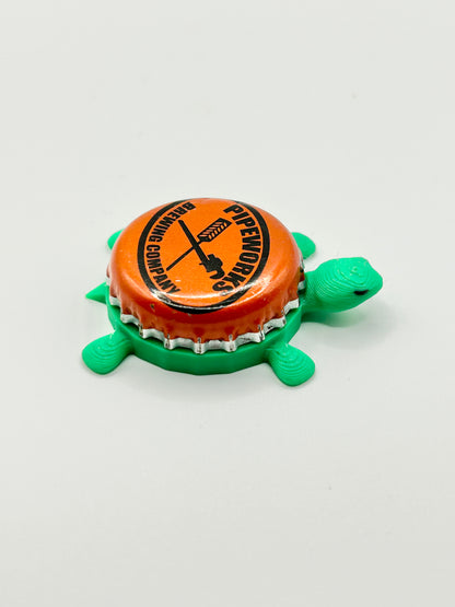 Pipeworks Brewing - Bottle Cap Magnet Turtle Shell Shocked Art