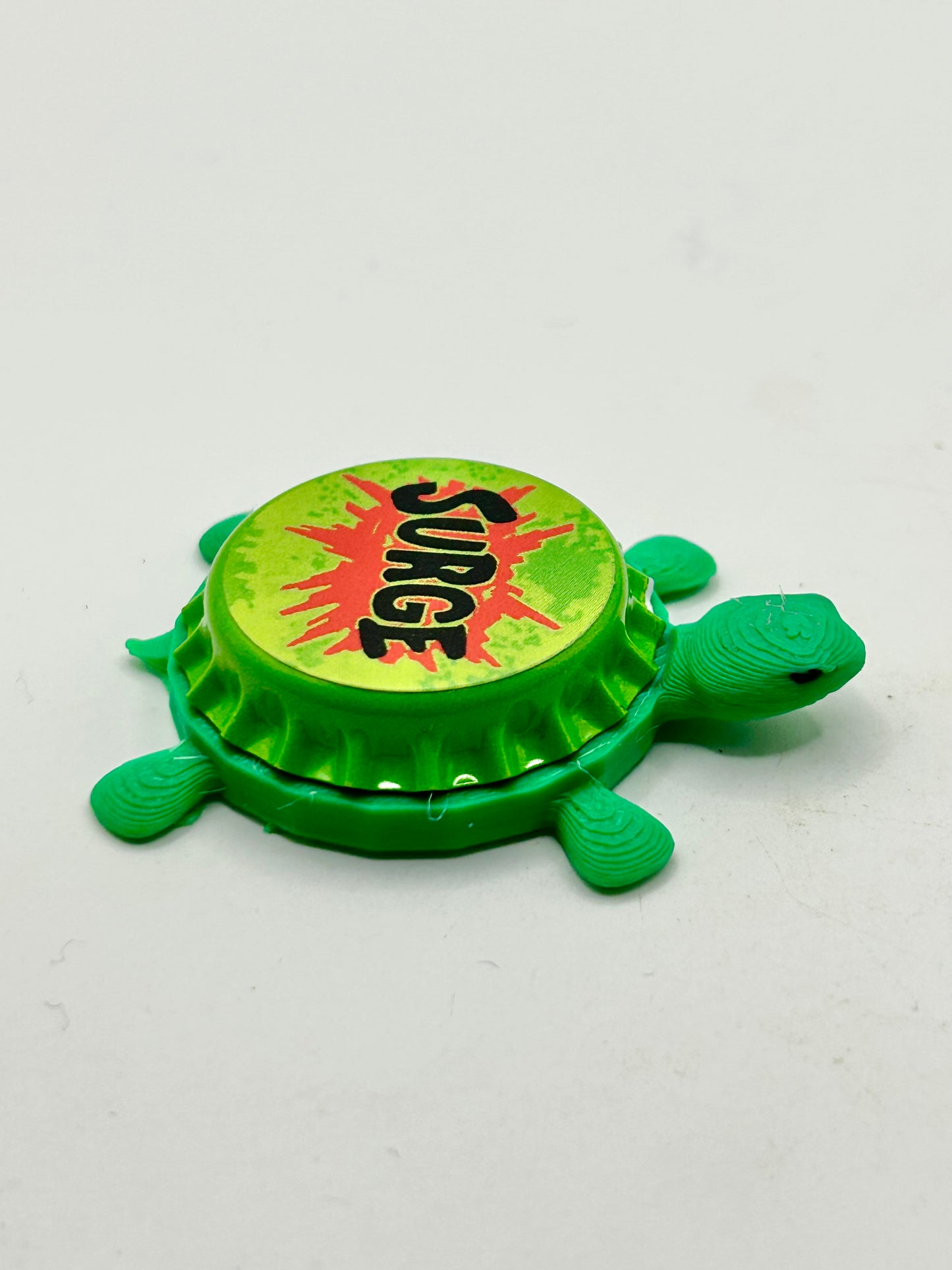 Surge Soda - Bottle Cap Magnet Turtle Shell Shocked Art