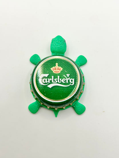 Carlsberg Pilsner - Bottle Cap Magnet Turtle Shell Shocked Art
