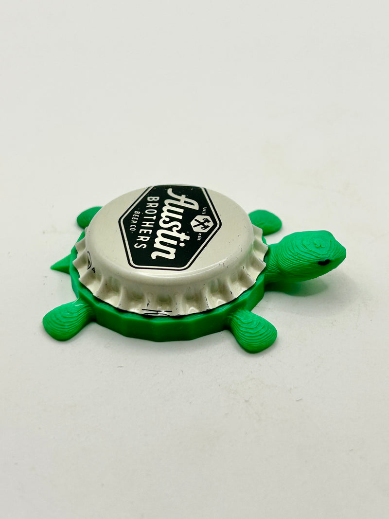 Austin Brothers Brewing - Bottle Cap Magnet Turtle Shell Shocked Art