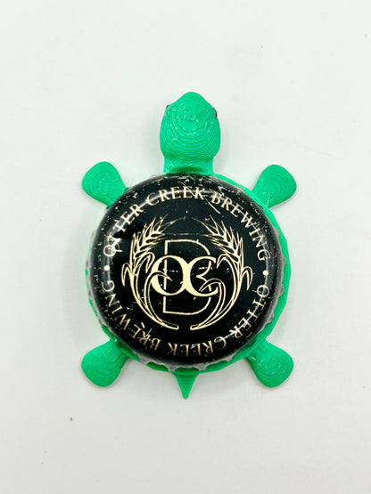 Otter Creek Brewing (Black) - Bottle Cap Magnet Turtle Shell Shocked Art