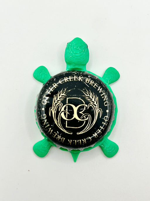 Otter Creek Brewing (Black) - Bottle Cap Magnet Turtle Shell Shocked Art