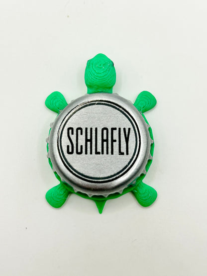 Schlafly Beer (Silver) - Bottle Cap Magnet Turtle Shell Shocked Art
