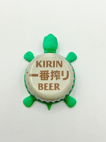 Kirin Beer - Bottle Cap Magnet Turtle Shell Shocked Art