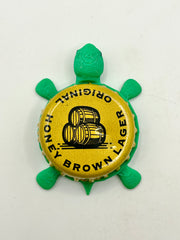 JW Dundee’s Honey Brown Lager (Barrels) - Bottle Cap Magnet Turtle Shell Shocked Art