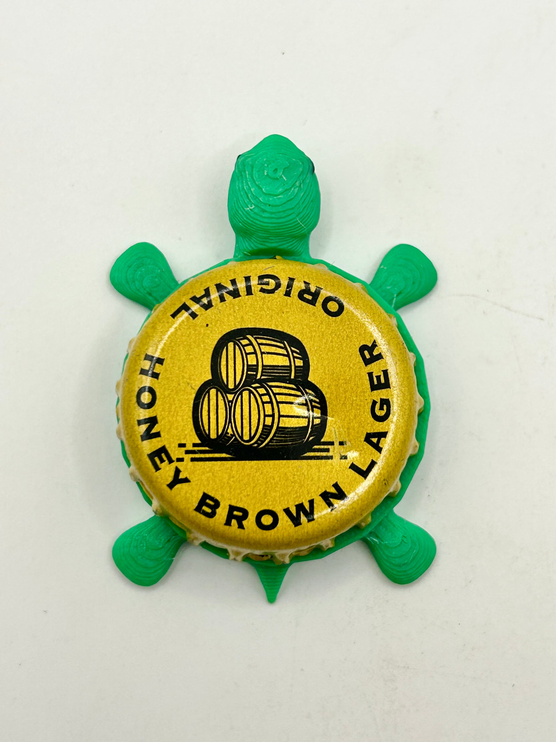 JW Dundee’s Honey Brown Lager (Barrels) - Bottle Cap Magnet Turtle Shell Shocked Art