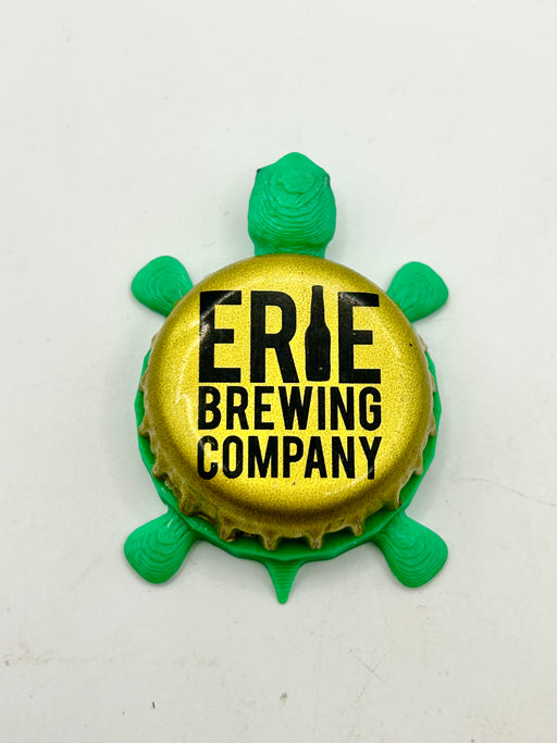 Erie Brewing (Gold, Text) - Bottle Cap Magnet Turtle Shell Shocked Art