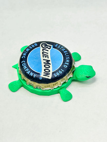 Blue Moon - Bottle Cap Magnet Turtle Shell Shocked Art