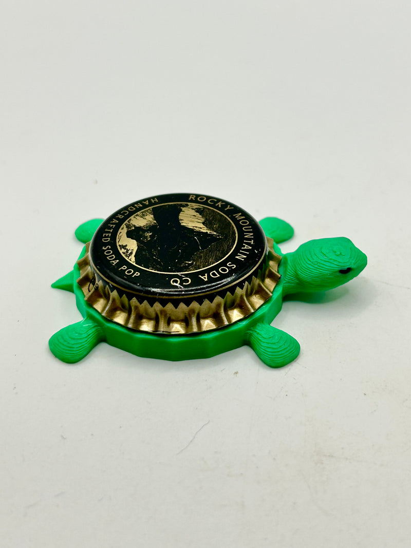 Rocky Mountain Soda (Black Trim) - Bottle Cap Magnet Turtle Shell Shocked Art