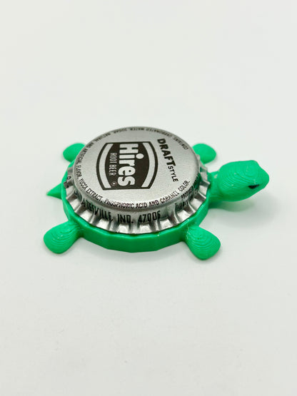 Hires Root Beer - Bottle Cap Magnet Turtle Shell Shocked Art