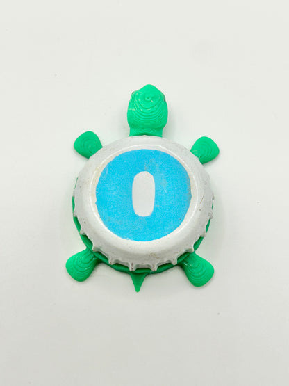 Omission Beer (White) - Bottle Cap Magnet Turtle Shell Shocked Art