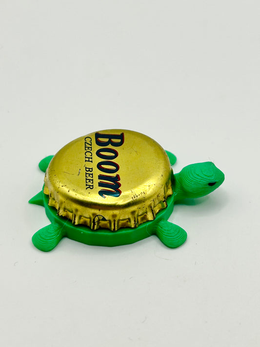 Boom Czech Beer - Bottle Cap Magnet Turtle Shell Shocked Art