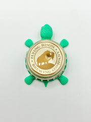 Flying Bison Brewing - Bottle Cap Magnet Turtle Shell Shocked Art