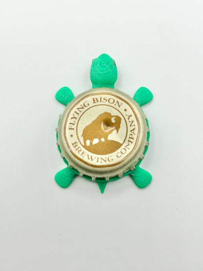 Flying Bison Brewing - Bottle Cap Magnet Turtle Shell Shocked Art