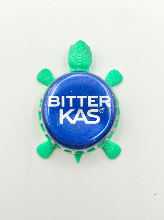Bitter KAS Soda (Silver Text) - Bottle Cap Magnet Turtle
