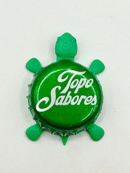 Topo Sabores (Green) - Bottle Cap Magnet Turtle Shell Shocked Art