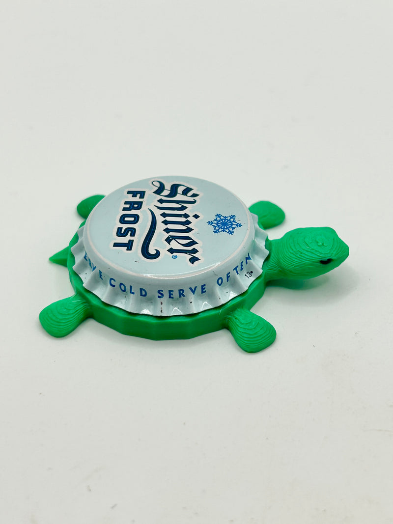 Shiner Frost Beer - Bottle Cap Magnet Turtle Shell Shocked Art
