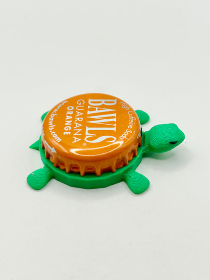Bawls Guarana Orange Soda - Bottle Cap Magnet Turtle Shell Shocked Art