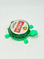 Perla Export Beer - Bottle Cap Magnet Turtle Shell Shocked Art