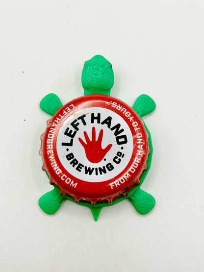 Left Hand Brewing (Red) - Bottle Cap Magnet Turtle Shell Shocked Art