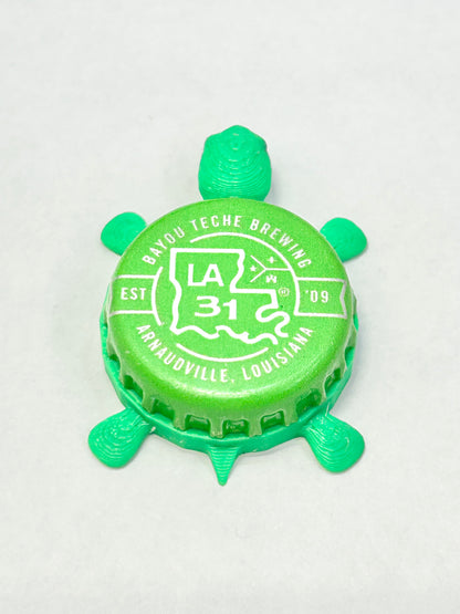 Bayou Teche Brewing LA 31 - Bottle Cap Magnet Turtle Shell Shocked Art