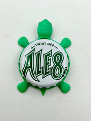 Ale8 (Green and White) - Bottle Cap Magnet Turtle Shell Shocked Art