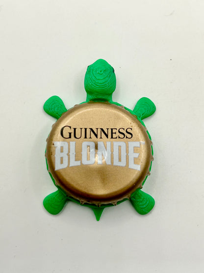 Guinness Blonde - Bottle Cap Magnet Turtle Shell Shocked Art
