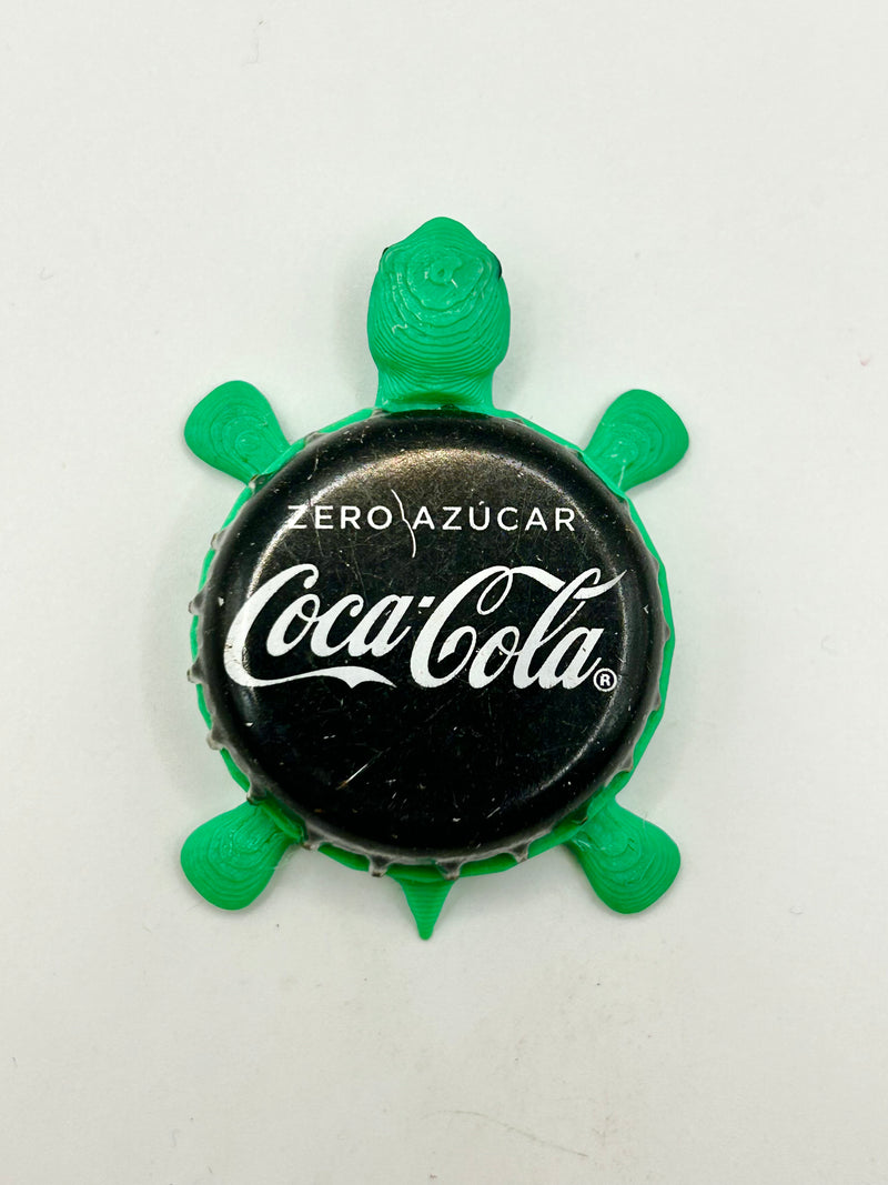 Coca Cola Zero Azucar (Sugar) - Bottle Cap Magnet Turtle Shell Shocked Art