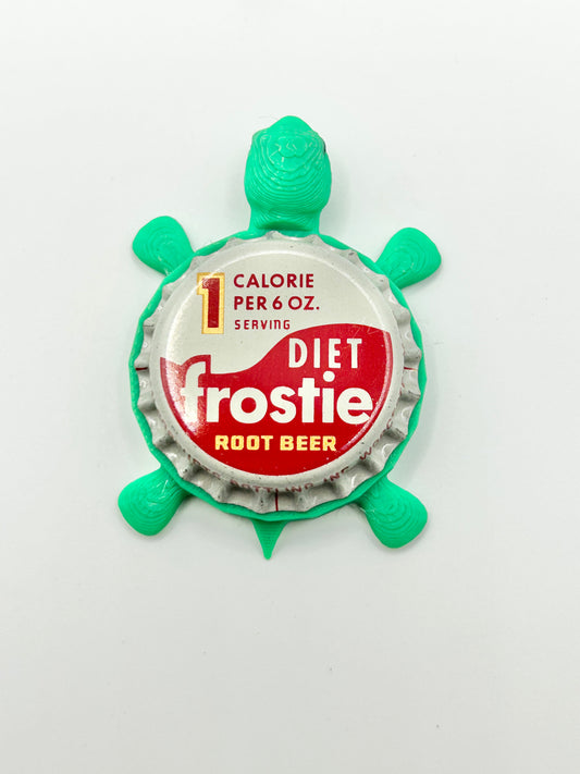 Frostie Diet Root Beer Soda (Vintage) - Bottle Cap Magnet Turtle