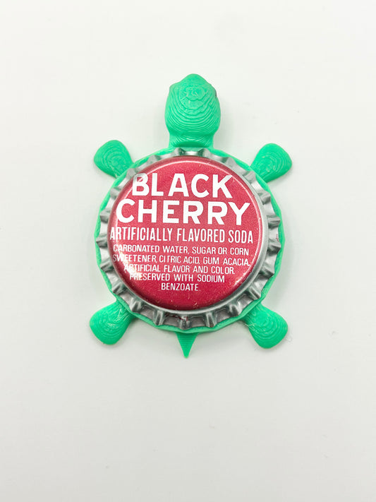 Black Cherry Soda (Vintage) - Bottle Cap Magnet Turtle