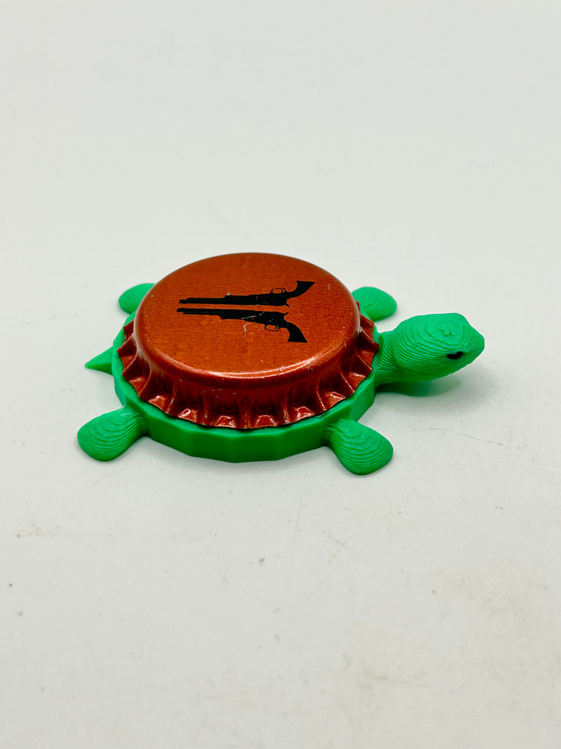 Texas Revolver Brewing (Red) - Bottle Cap Magnet Turtle Shell Shocked Art