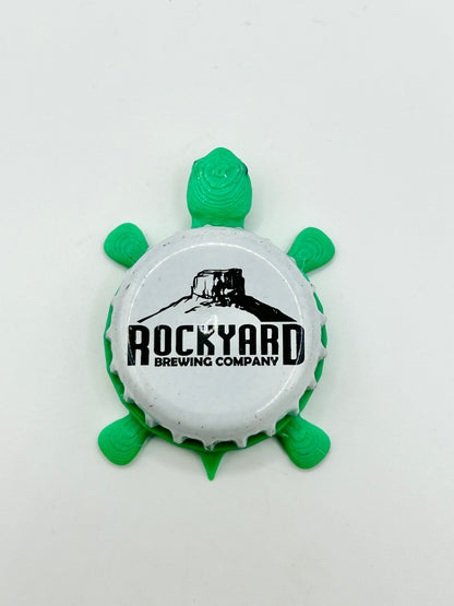 Rockyard Brewing - Bottle Cap Magnet Turtle Shell Shocked Art
