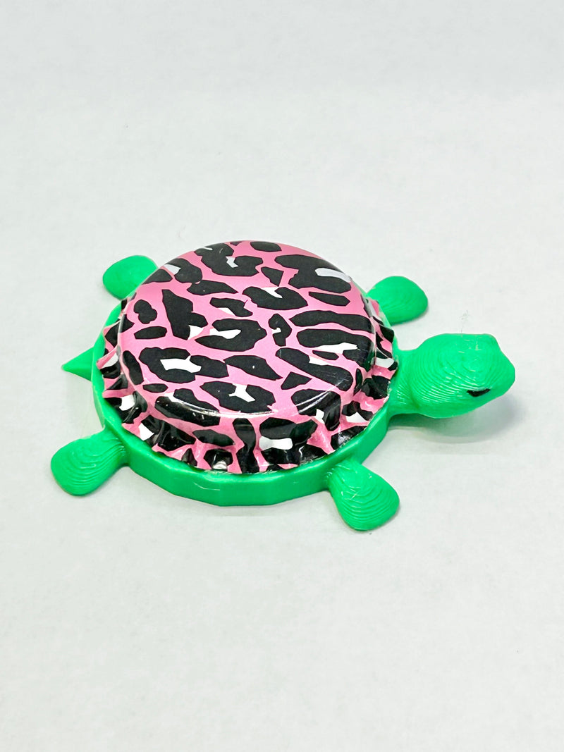 Pink Cheetah Print - Bottle Cap Magnet Turtle Shell Shocked Art