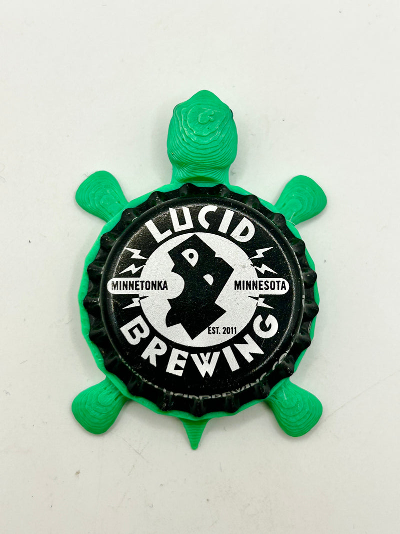 Lucid Brewing - Bottle Cap Magnet Turtle Shell Shocked Art