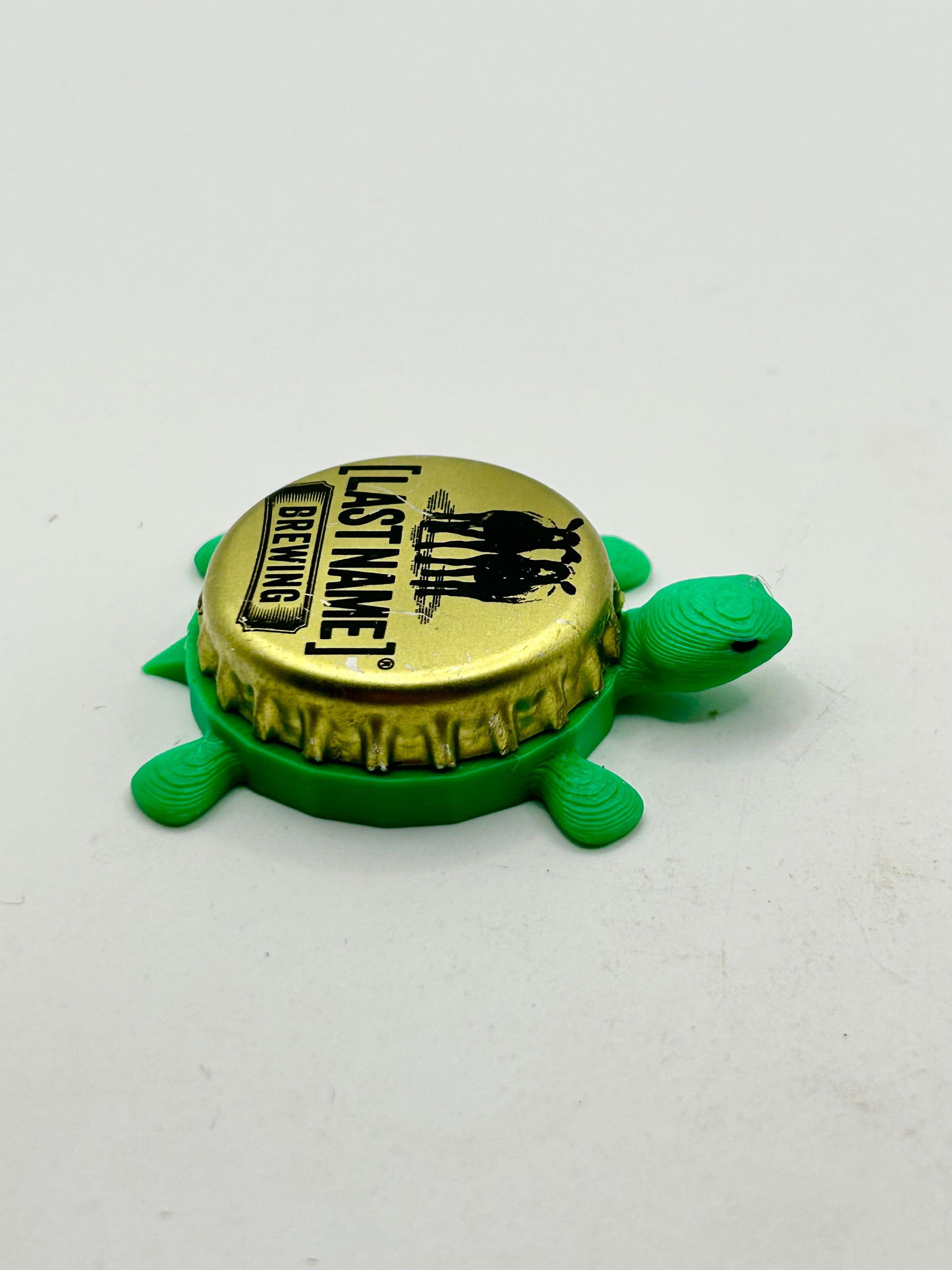 Last Name Brewing (Gold) - Bottle Cap Magnet Turtle Shell Shocked Art