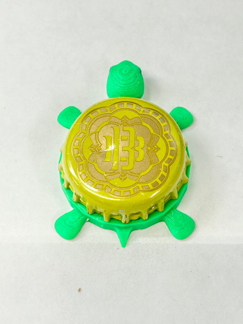 Ballistic Brewing (Yellow) - Bottle Cap Magnet Turtle Shell Shocked Art