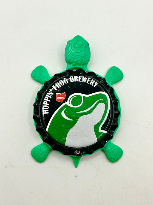 Hoppin’ Frog Brewery (Black) - Bottle Cap Magnet Turtle Shell Shocked Art
