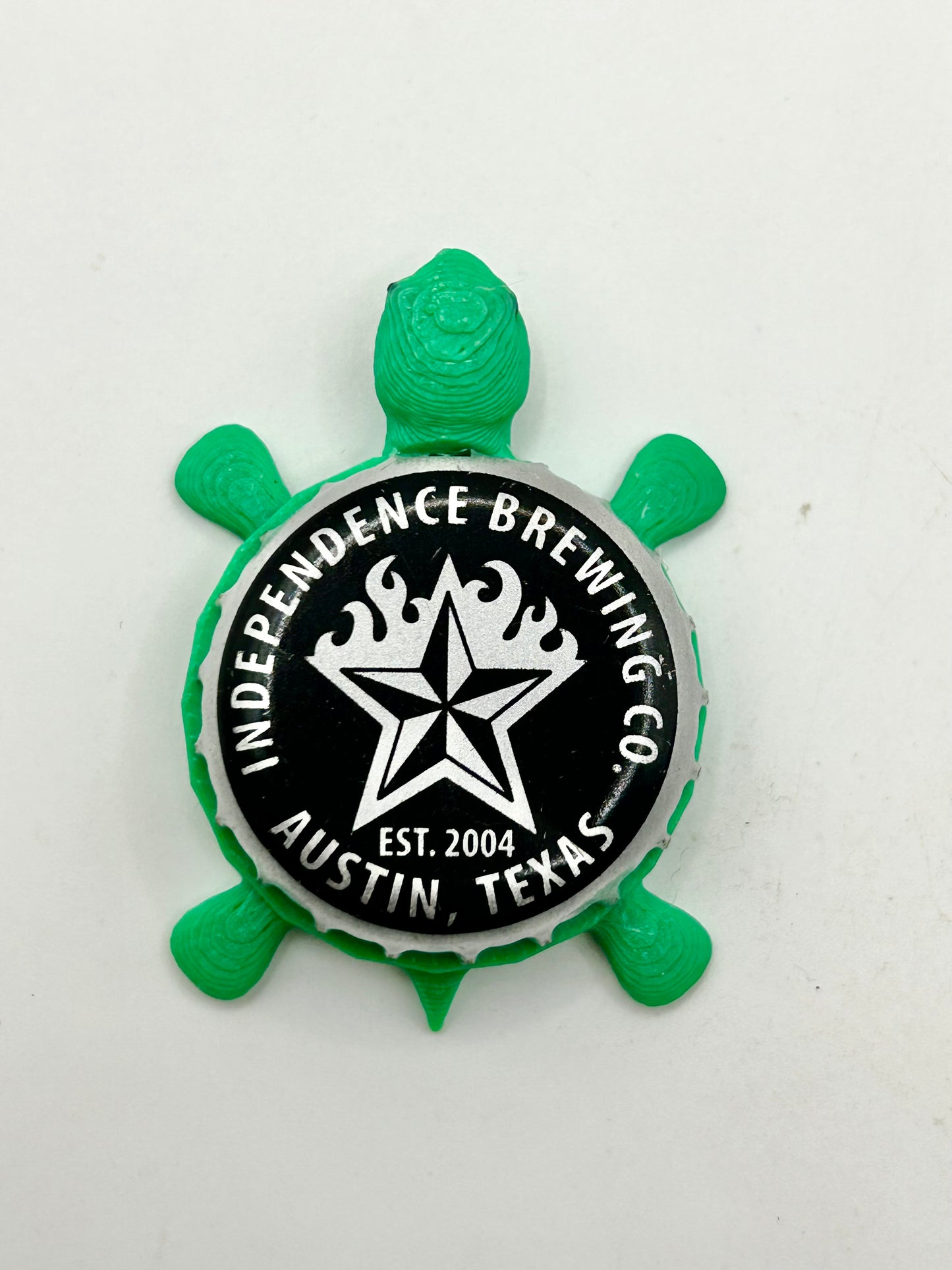 Independence Brewing (Austin, Texas) - Bottle Cap Magnet Turtle Shell Shocked Art