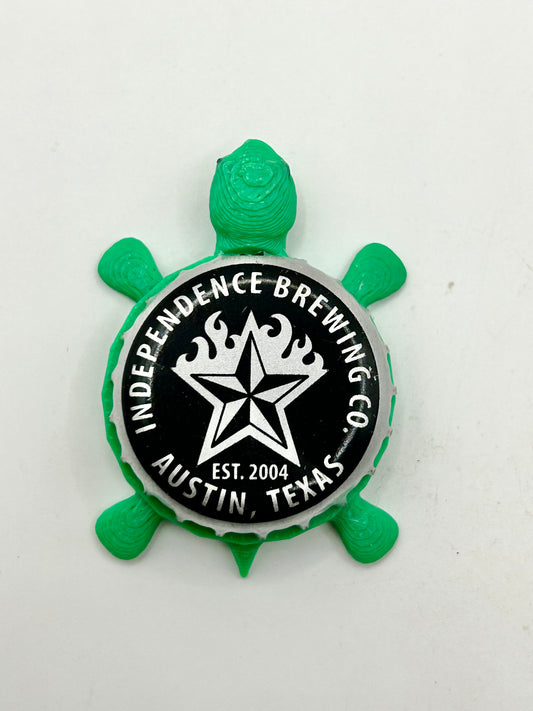 Independence Brewing (Austin, Texas) - Bottle Cap Magnet Turtle Shell Shocked Art