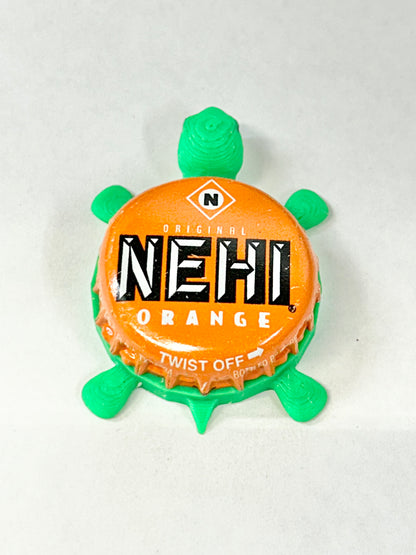 Nehi Orange Soda - Bottle Cap Magnet Turtle Shell Shocked Art