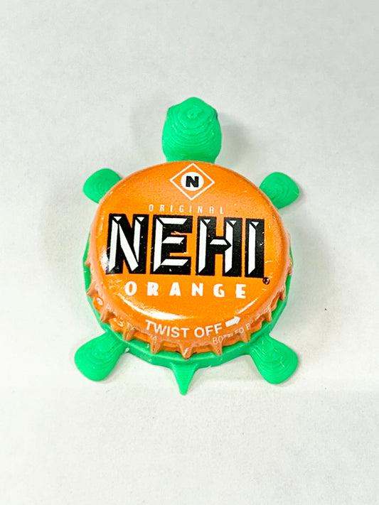 Nehi Orange Soda - Bottle Cap Magnet Turtle