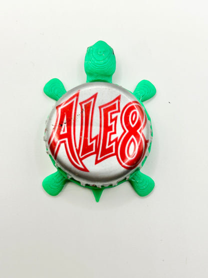 Ale8 (Red) - Bottle Cap Magnet Turtle Shell Shocked Art