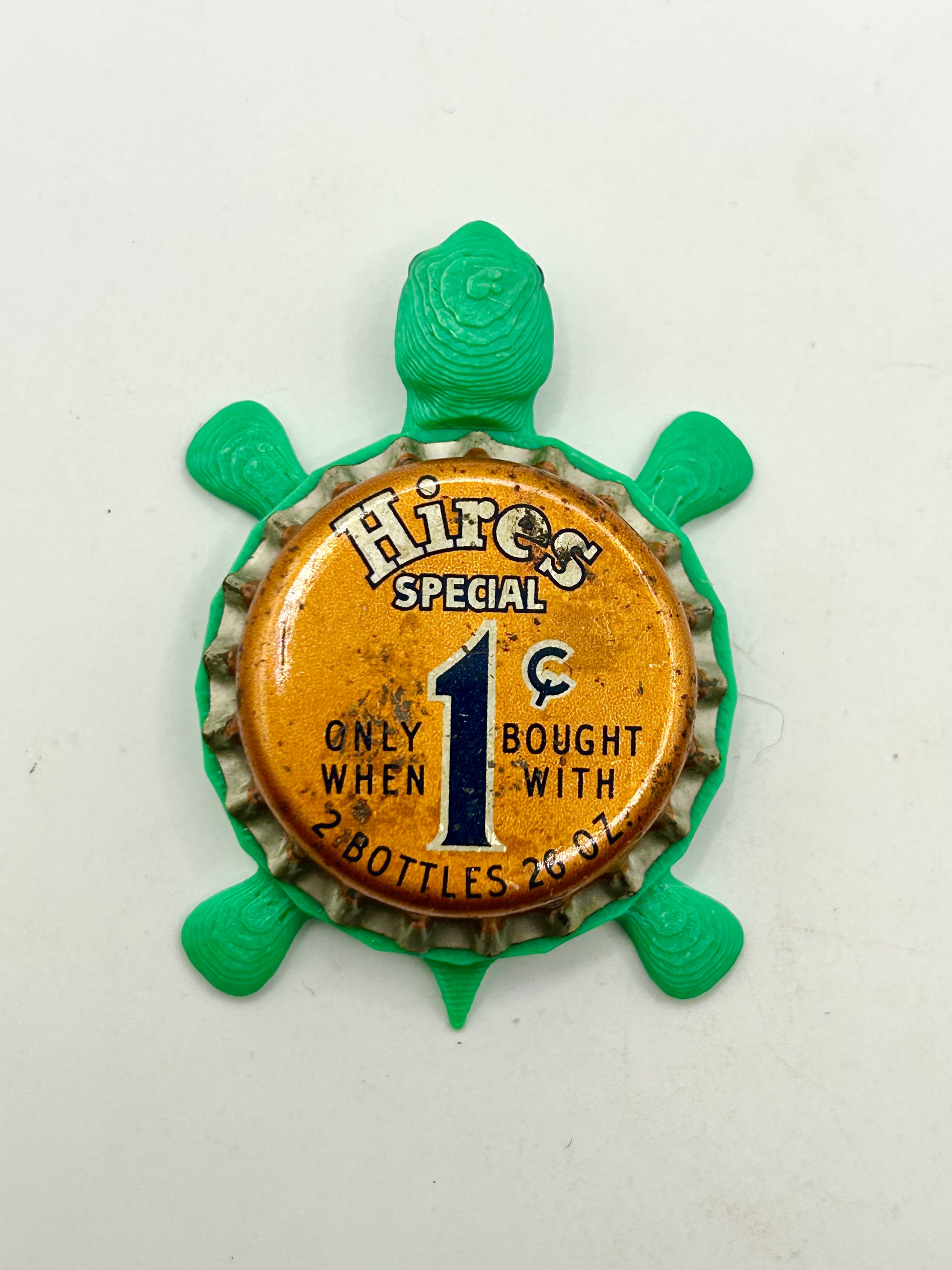 Hires Root Beer (Vintage, 1 Cent) - Bottle Cap Magnet Turtle Shell Shocked Art