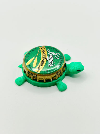 Leinenkugel's Canoe Paddler (Vintage) - Bottle Cap Magnet Turtle Shell Shocked Art