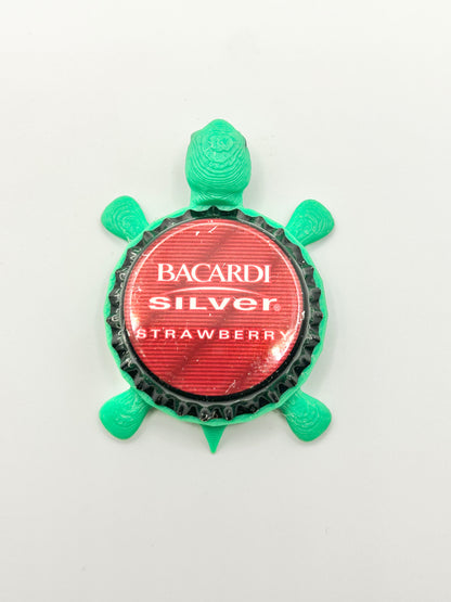 Bacardi Silver Strawberry - Bottle Cap Magnet Turtle Shell Shocked Art