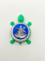 Anheuser Busch Budweiser Beer (Vintage - Blue) - Bottle Cap Magnet Turtle Shell Shocked Art