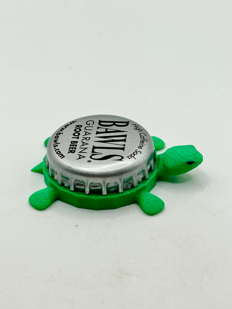 Bawls Root Beer Soda - Bottle Cap Magnet Turtle Shell Shocked Art