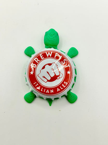 Brew Fist Italian Ales - Bottle Cap Magnet Turtle Shell Shocked Art