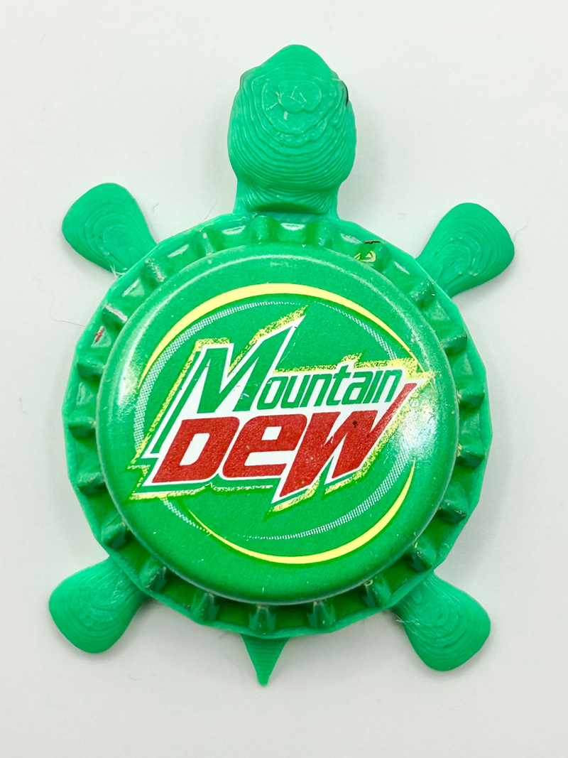 Mountain Dew - Bottle Cap Magnet Turtle Shell Shocked Art