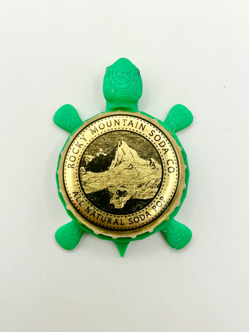 Rocky Mountain Soda - Bottle Cap Magnet Turtle Shell Shocked Art